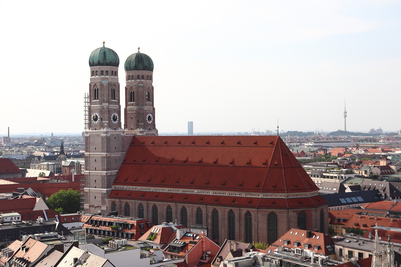 A woman near a church in Germany